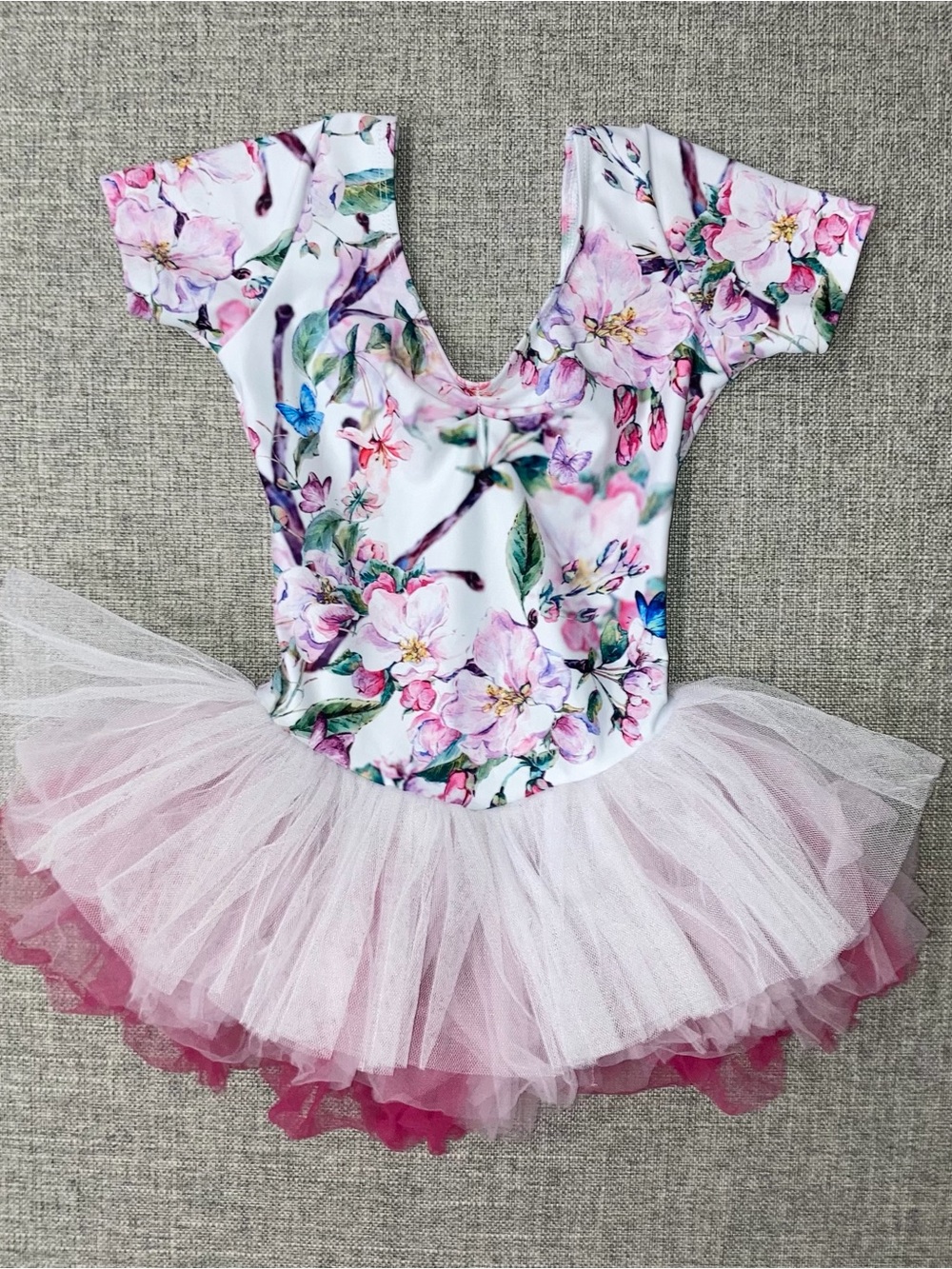 Pink Floral Tutu Dance Dress for Girls Child Small